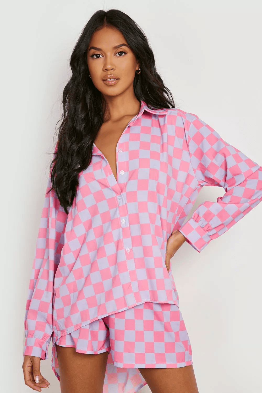 Boohoo + Relaxed Fit Gingham Shirt & Shorts Set
