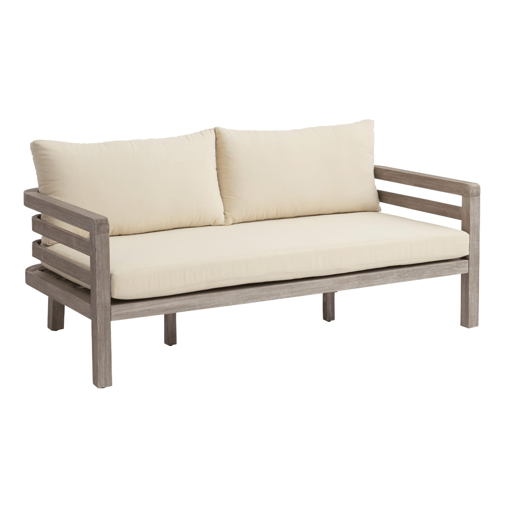 World Market + Graywashed Acacia Marciana Outdoor Bench