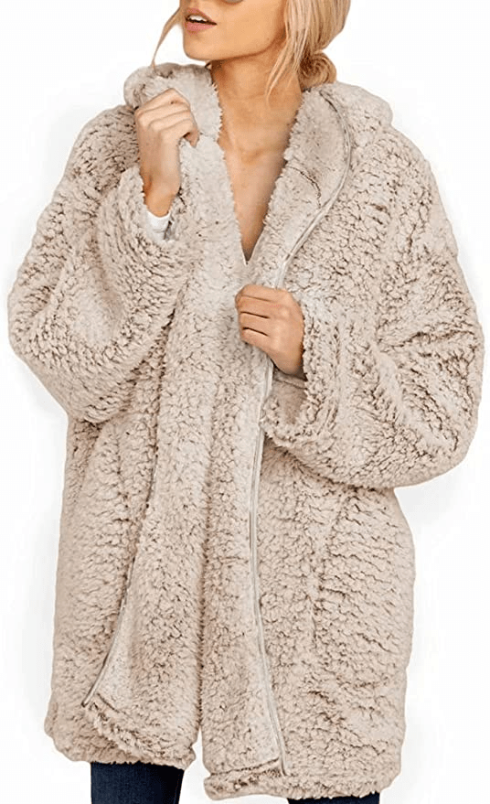 Dokotoo + Fuzzy Fleece Open Front Jacket