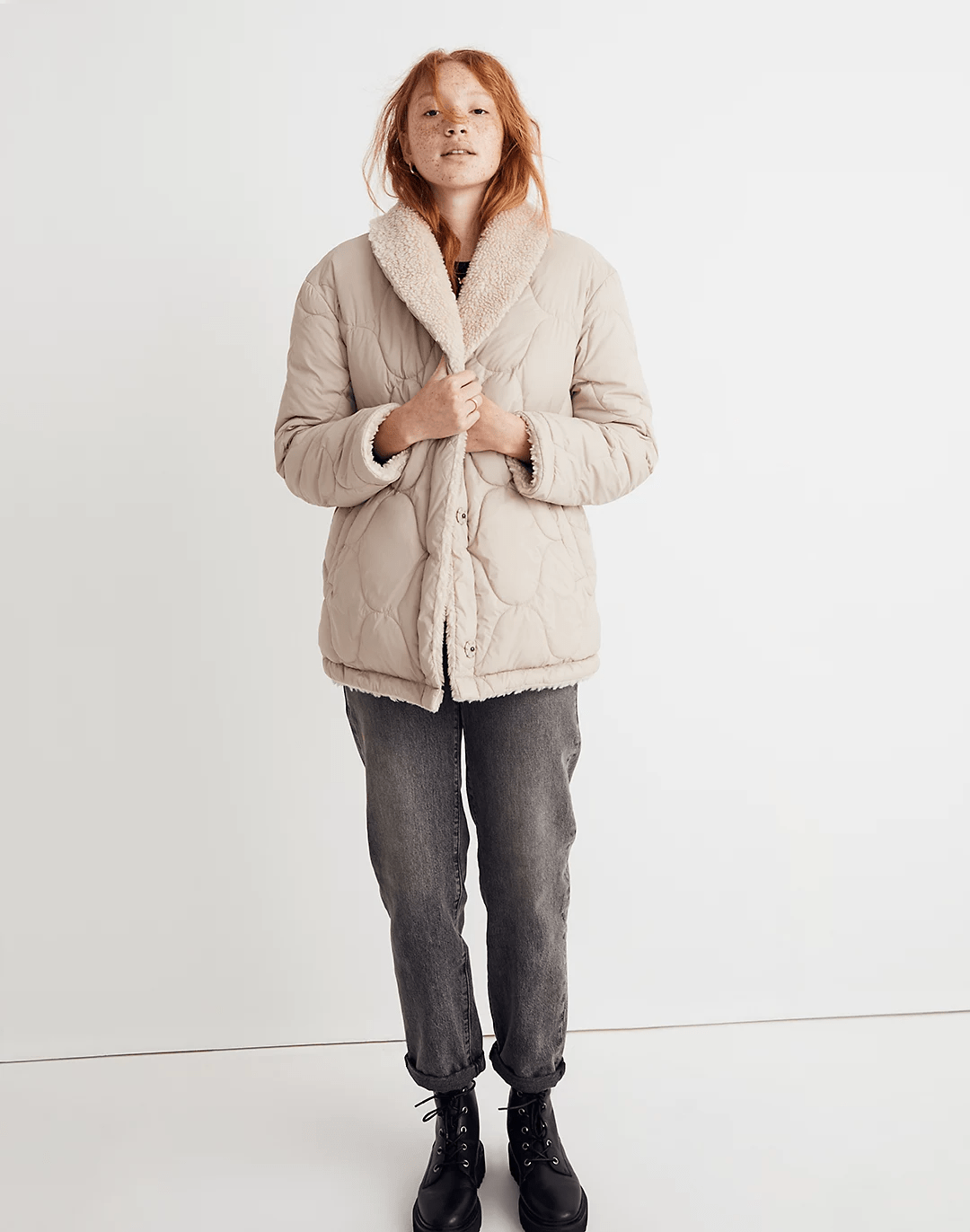 Madewell + Reversible Quilted FauxShearling Jacket