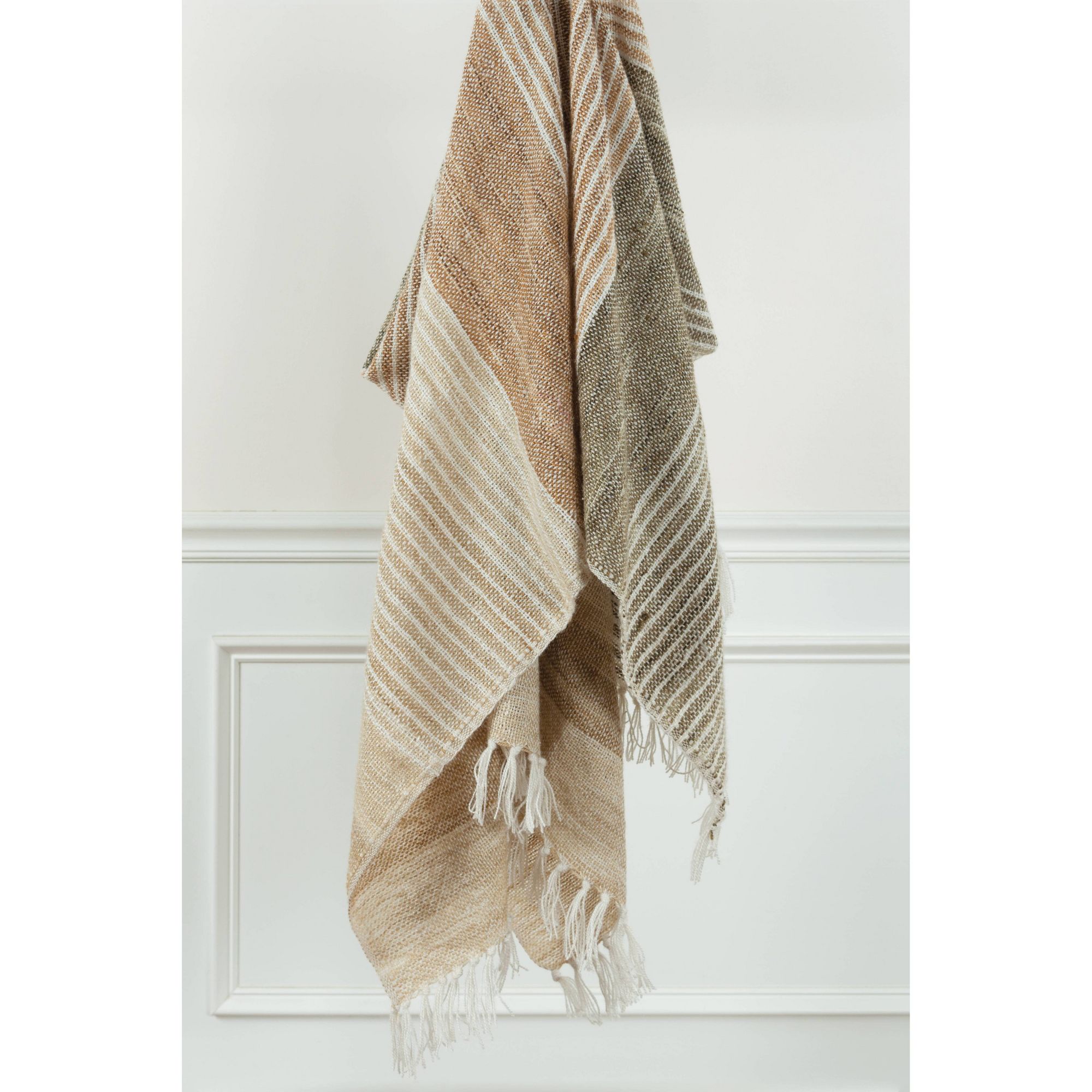 Rizzy Home + Striped Throw Blanket Dark Beige