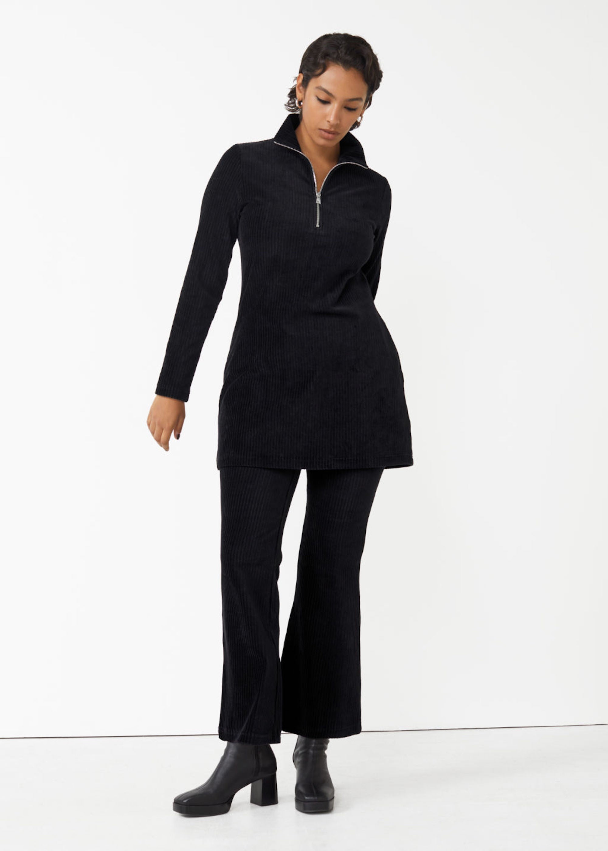 & Other Stories + Flared Cropped Velour Trousers