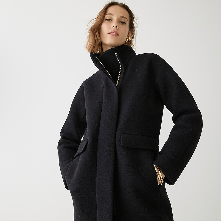 J. Crew + New cocoon coat in Italian stadiumcloth wool