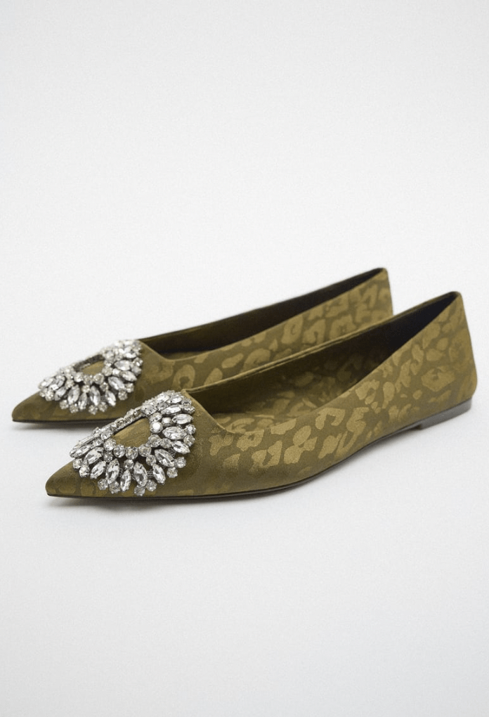 Zara + Embellished Fabric Ballet Flats