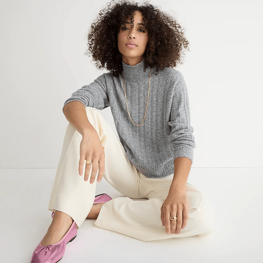 J.Crew + Ribbed mockneck sweater in Supersoft yarn
