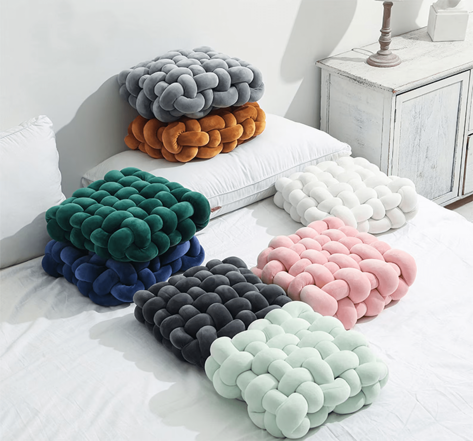 Millihome + “Sophia” Velvet Square Knot Pillow