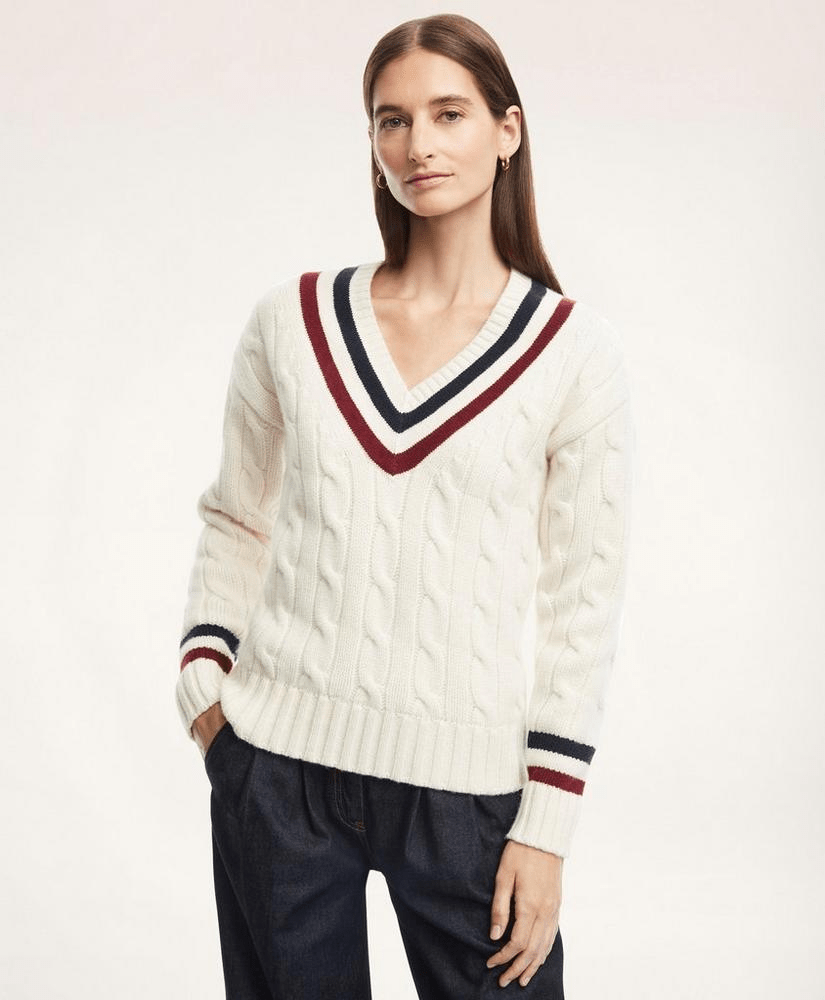 Brooks Brothers + Merino Wool Cashmere Tennis Sweater