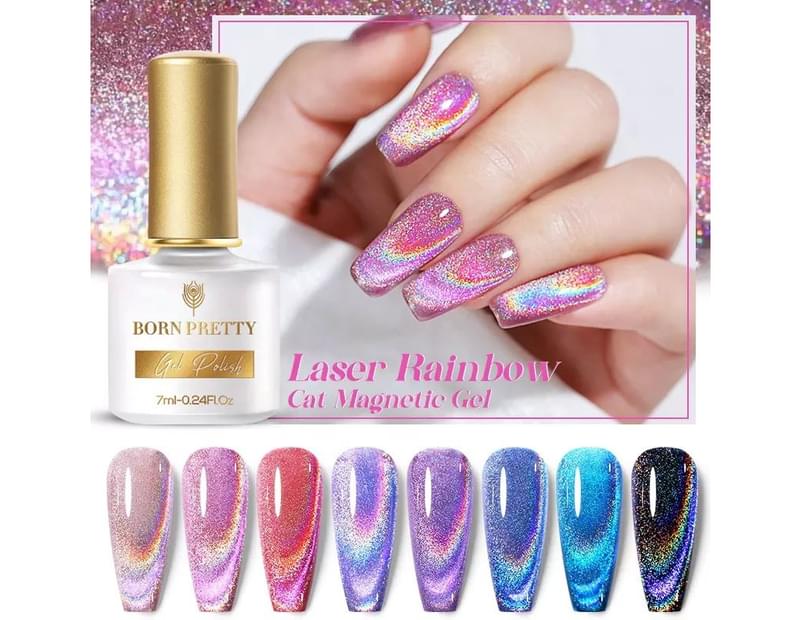 Born Pretty + Reflective Cat Eye Gel Polish 8Pack