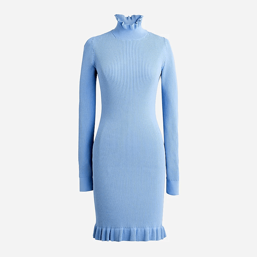 J.Crew + Supersculpt ruffleneck mini sweaterdress