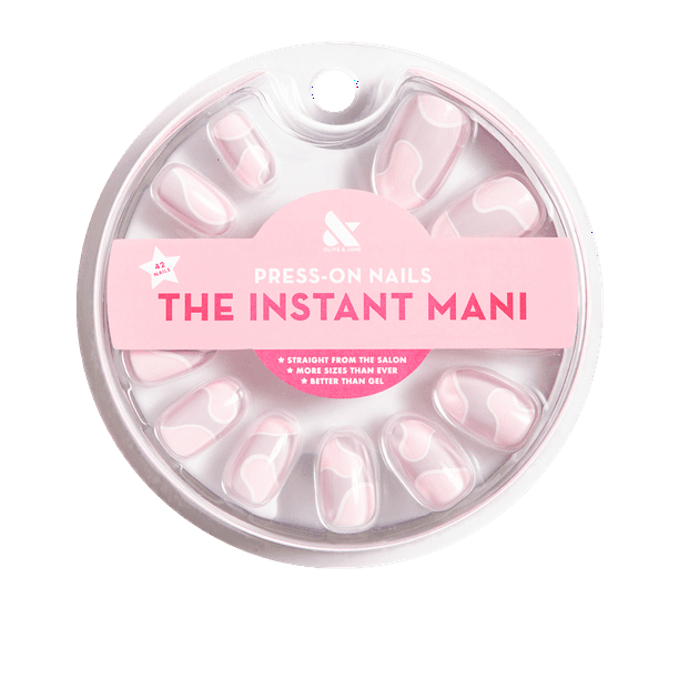 Olive & June + Presson Artificial Nails, Round Short, Groovy Swirl