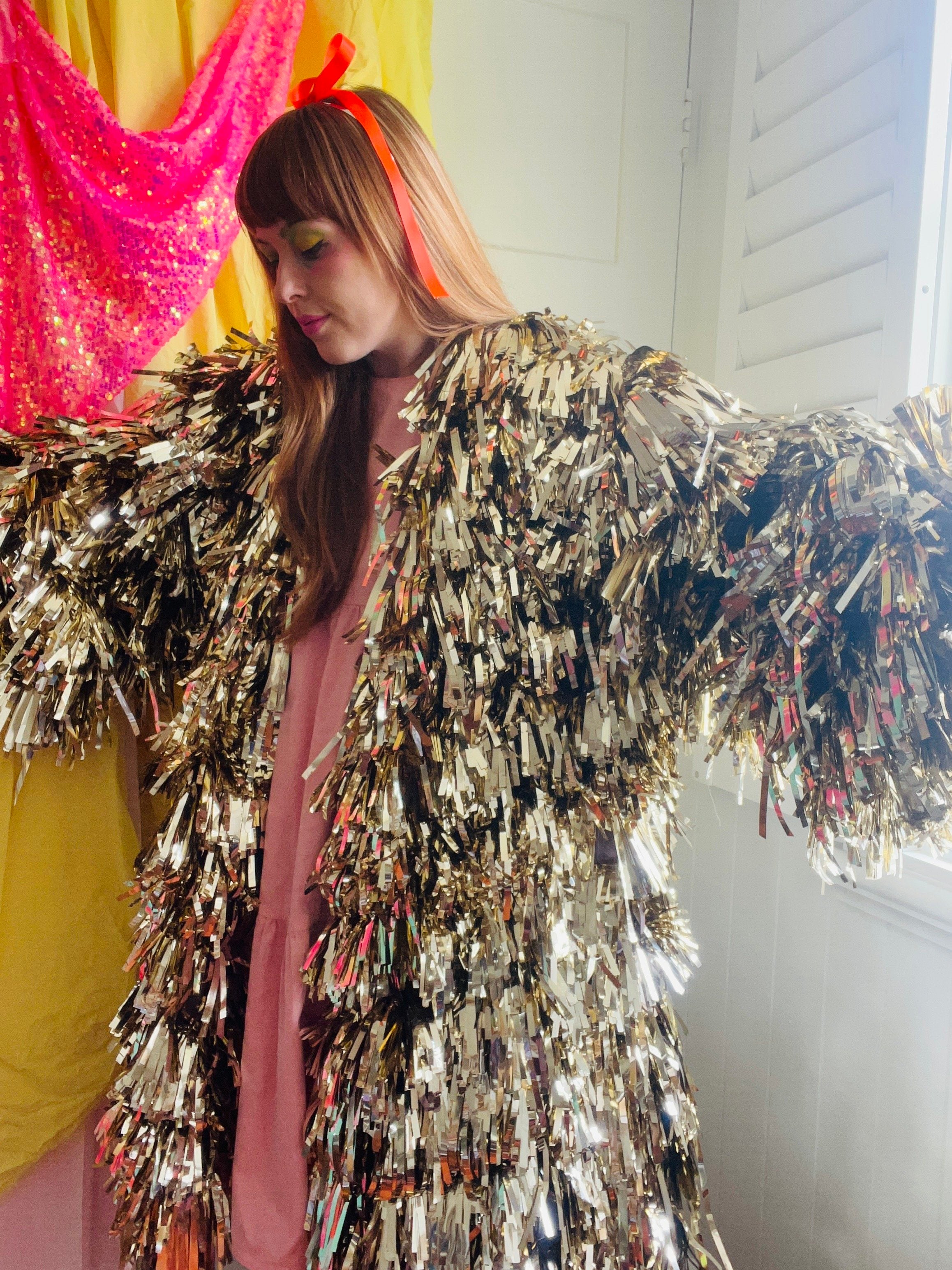 Rachel Burke + Mid Length Gold Tinsel Jacket