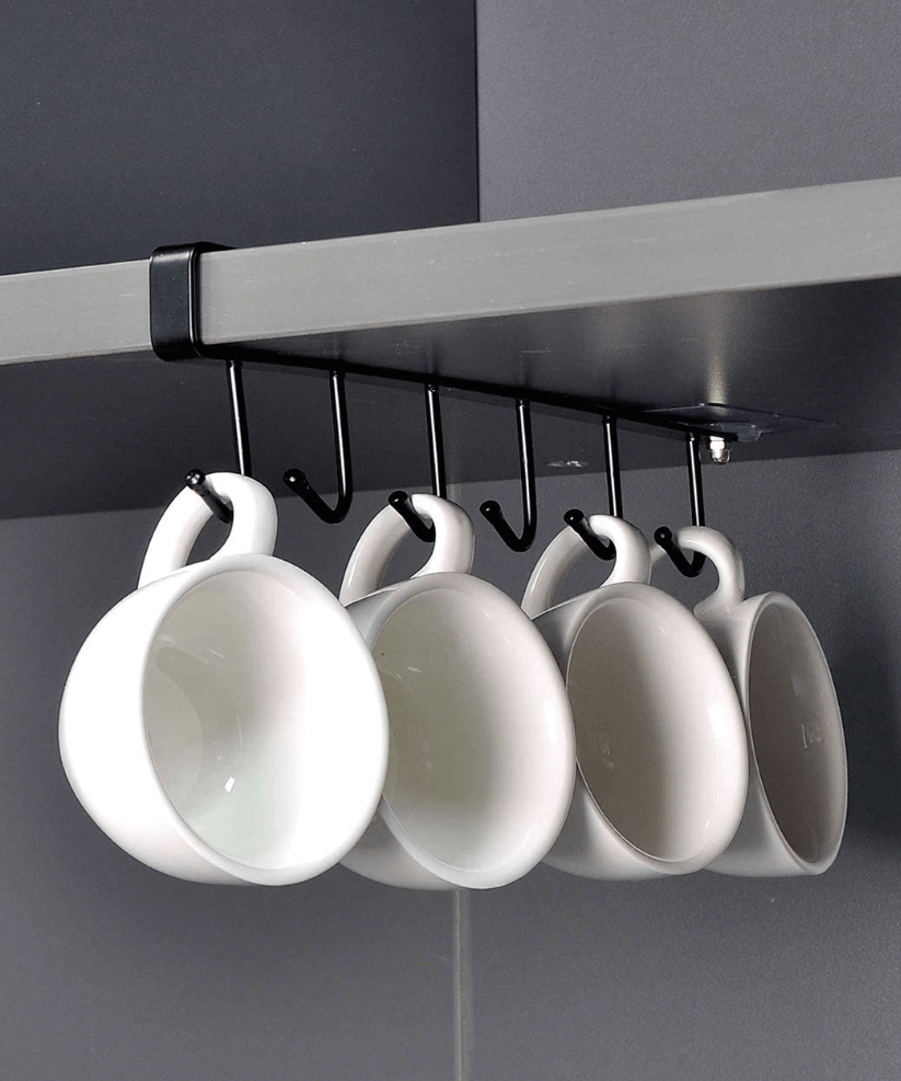 ECROCY + 6 Hook Under Coffee Mug Holder 3 Pcs