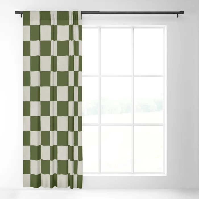 Society6 + Checkerboard HandPaintedOlive Blackout Curtain