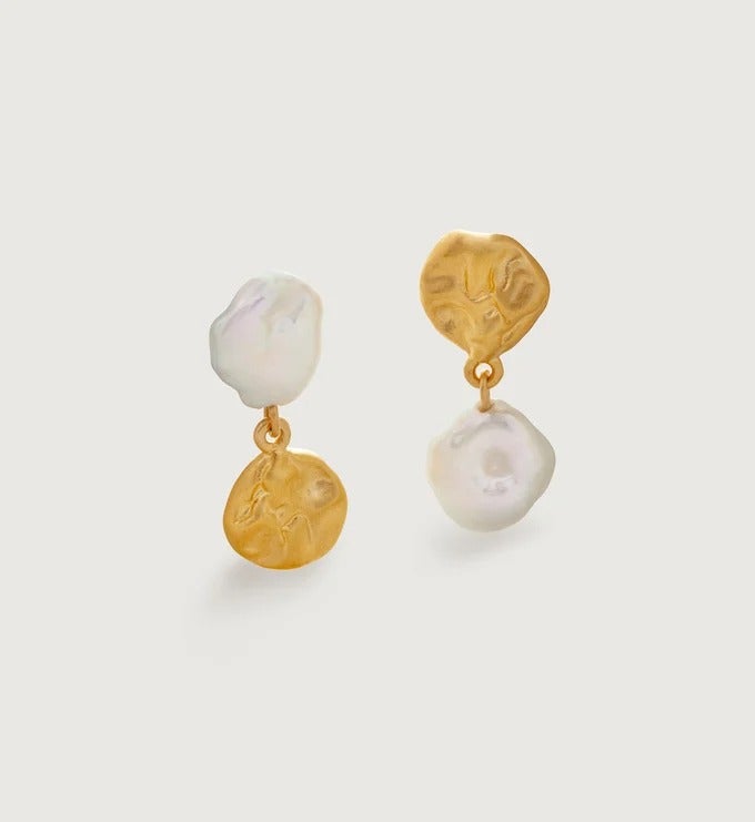 Monica Vinader + Keshi Pearl Stud Drop Earrings