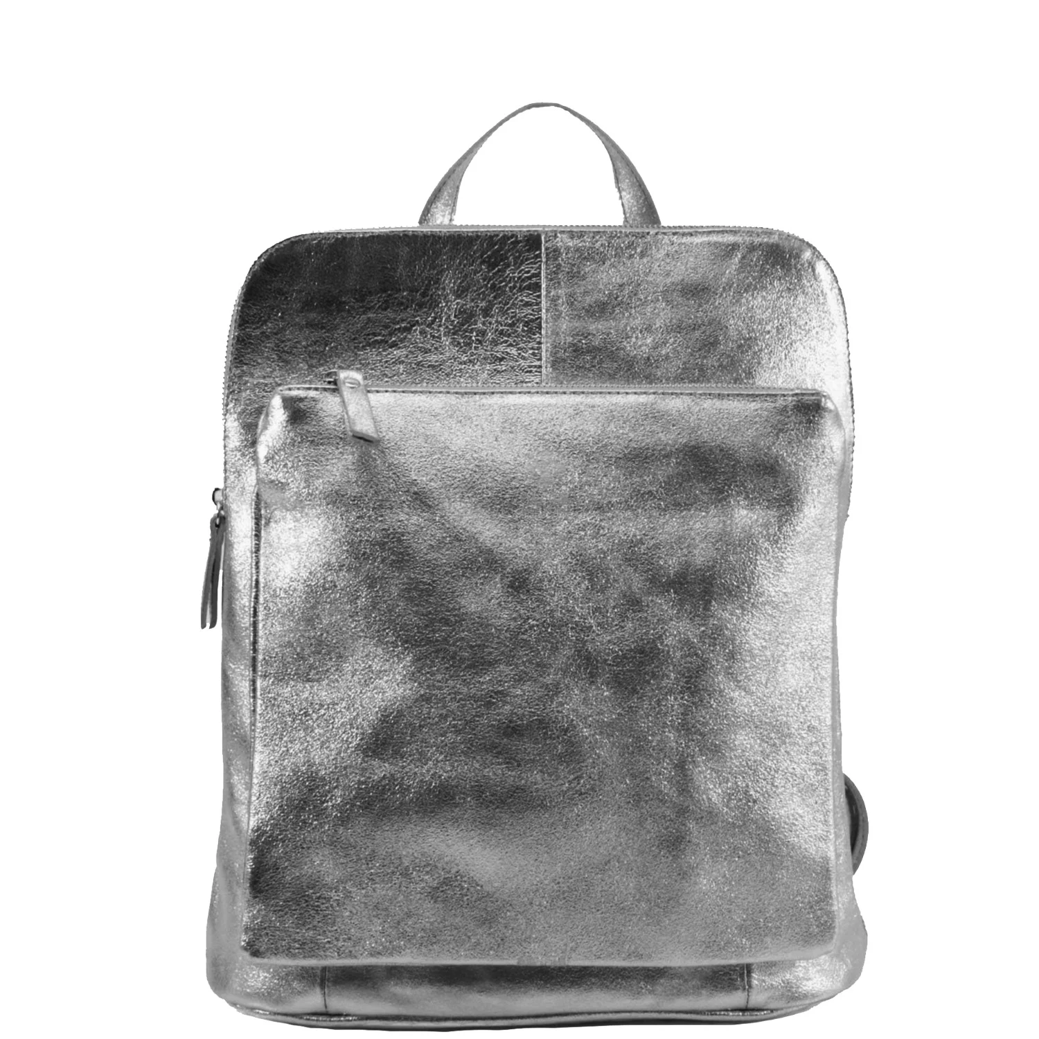 Sostter + Pewter Soft Metallic Leather Pocket Backpack