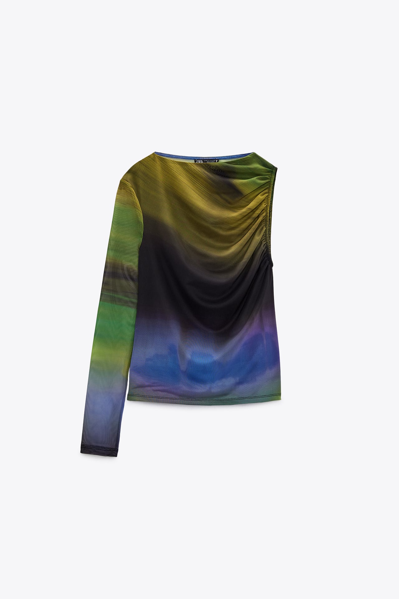 Zara + Tulle Printed Asymmetric Top