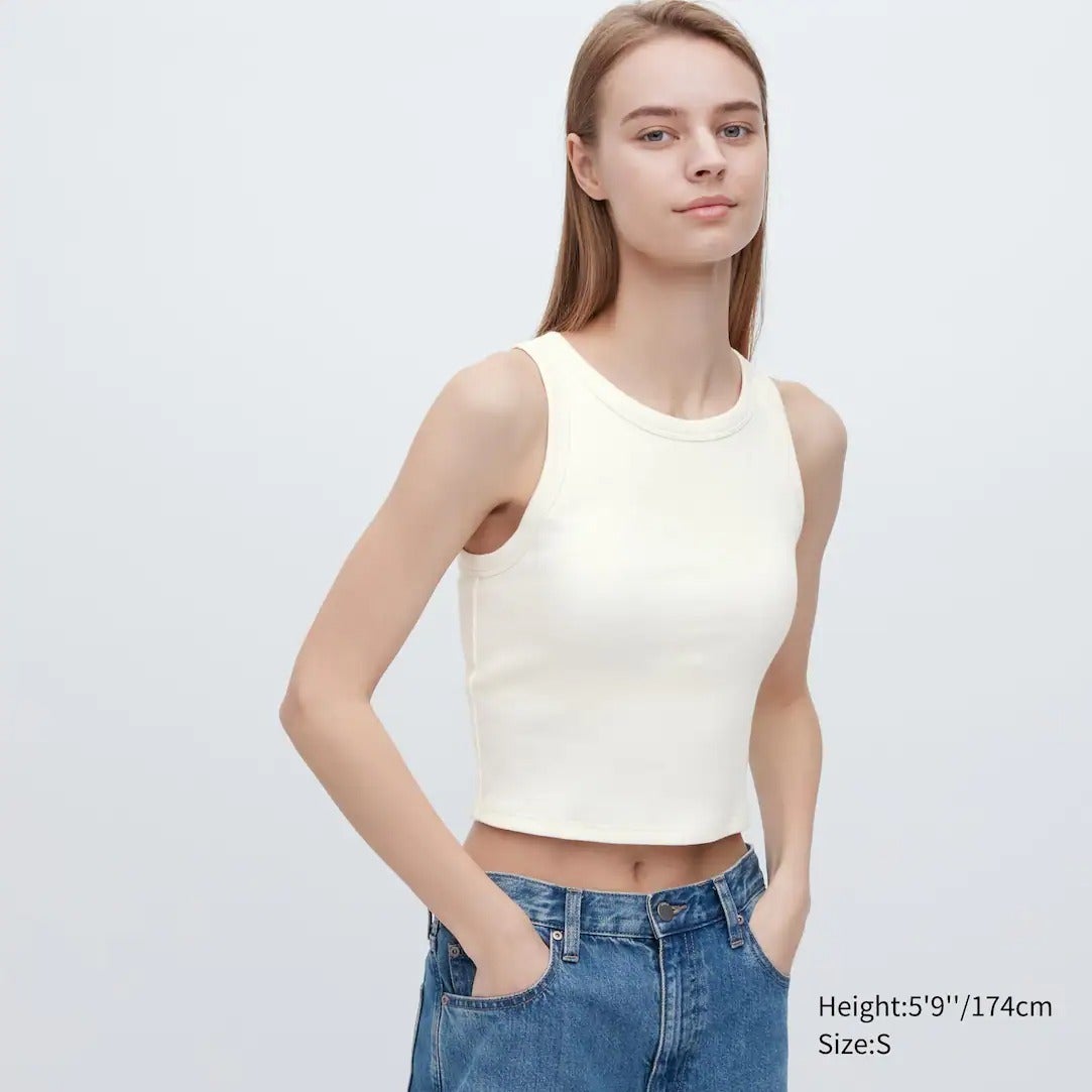 Uniqlo + Ribbed Cropped Sleeveless Bra Top