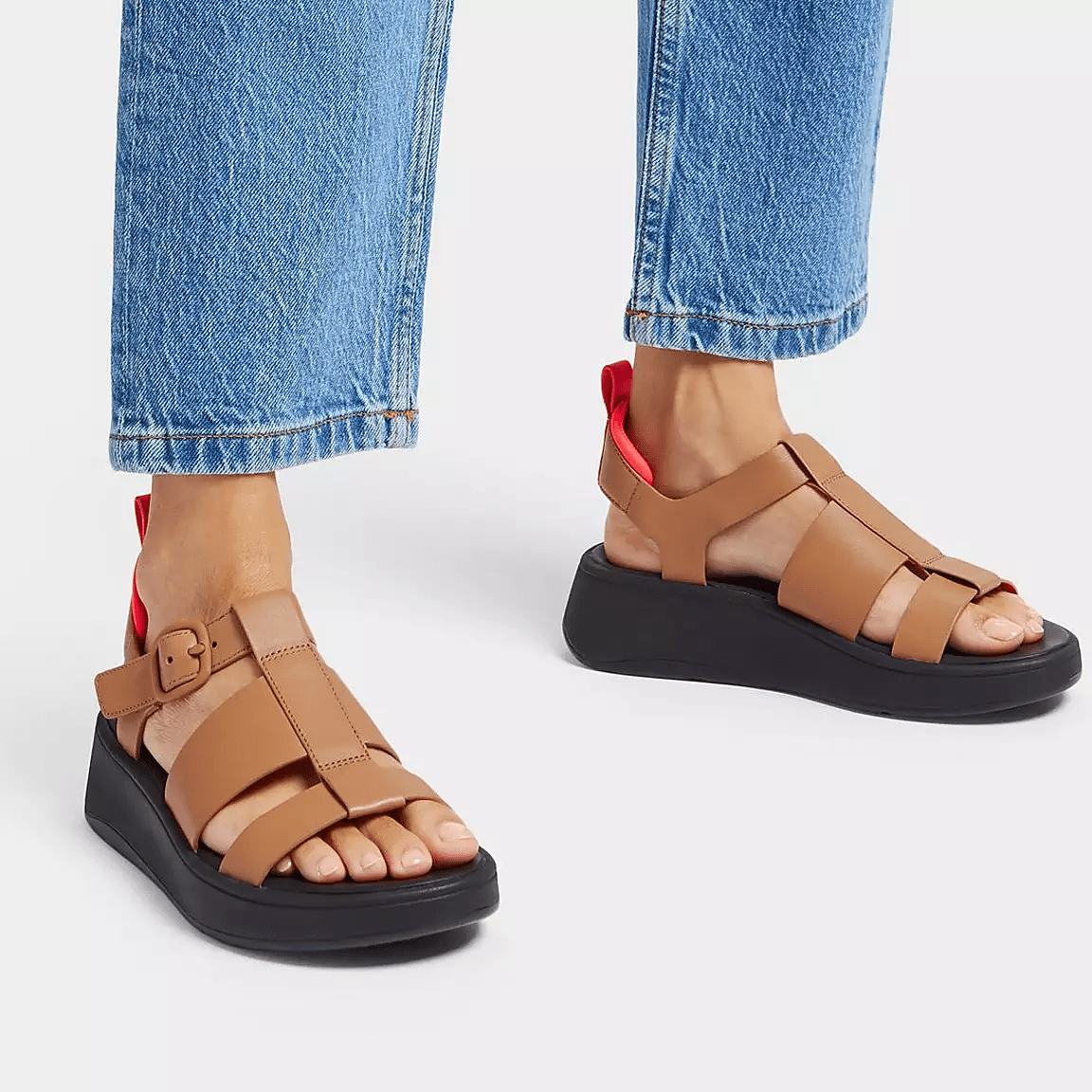 FitFlop + Leather Flatform Fisherman Sandals