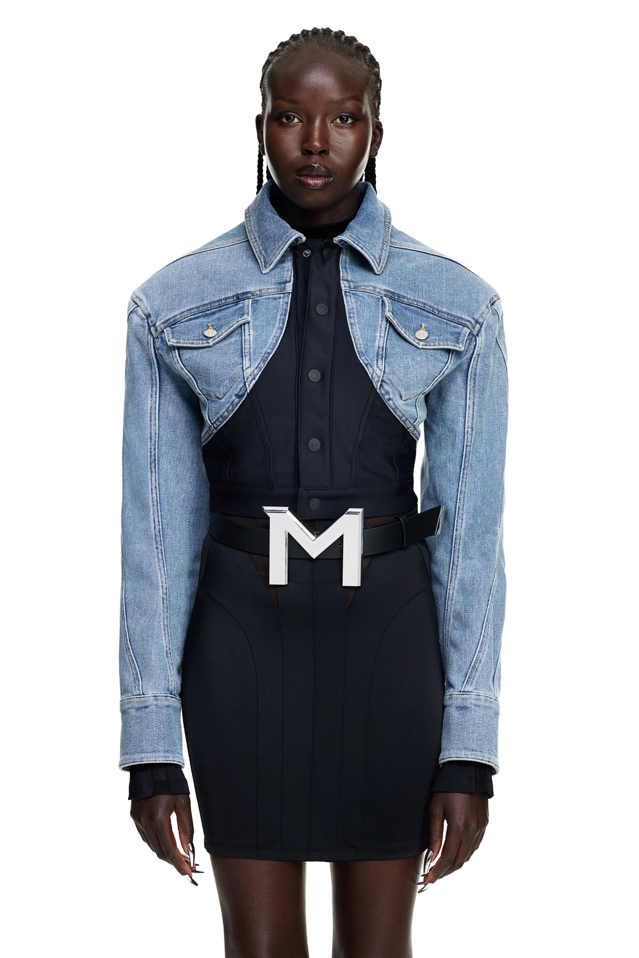 H&M x Mugler + DefinedWaist Denim Crop Jacket