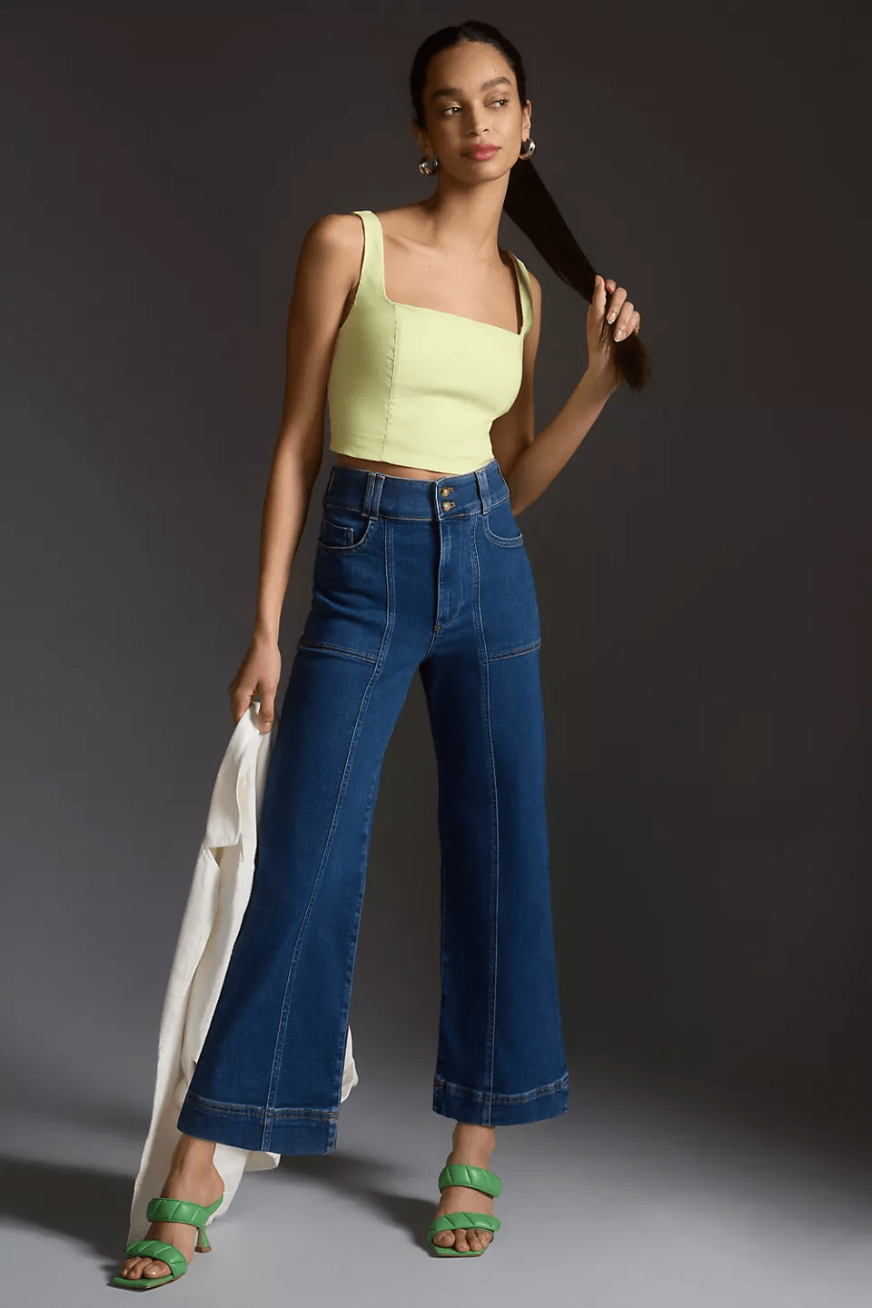 Pilcro + The Skipper Seamed HighRise Cropped WideLeg Jeans