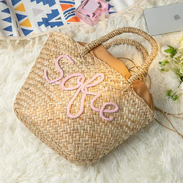 Callie + Customized Bohemian Straw Bucket Bags