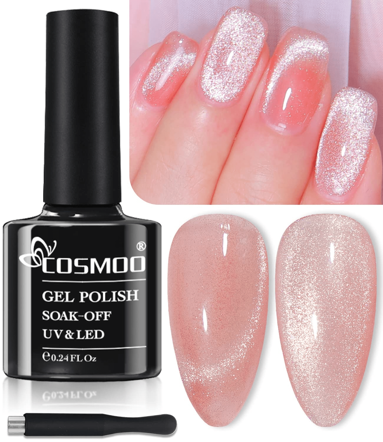 Cosmoo + Nude Velvet Cat Eye Gel Nail Polish
