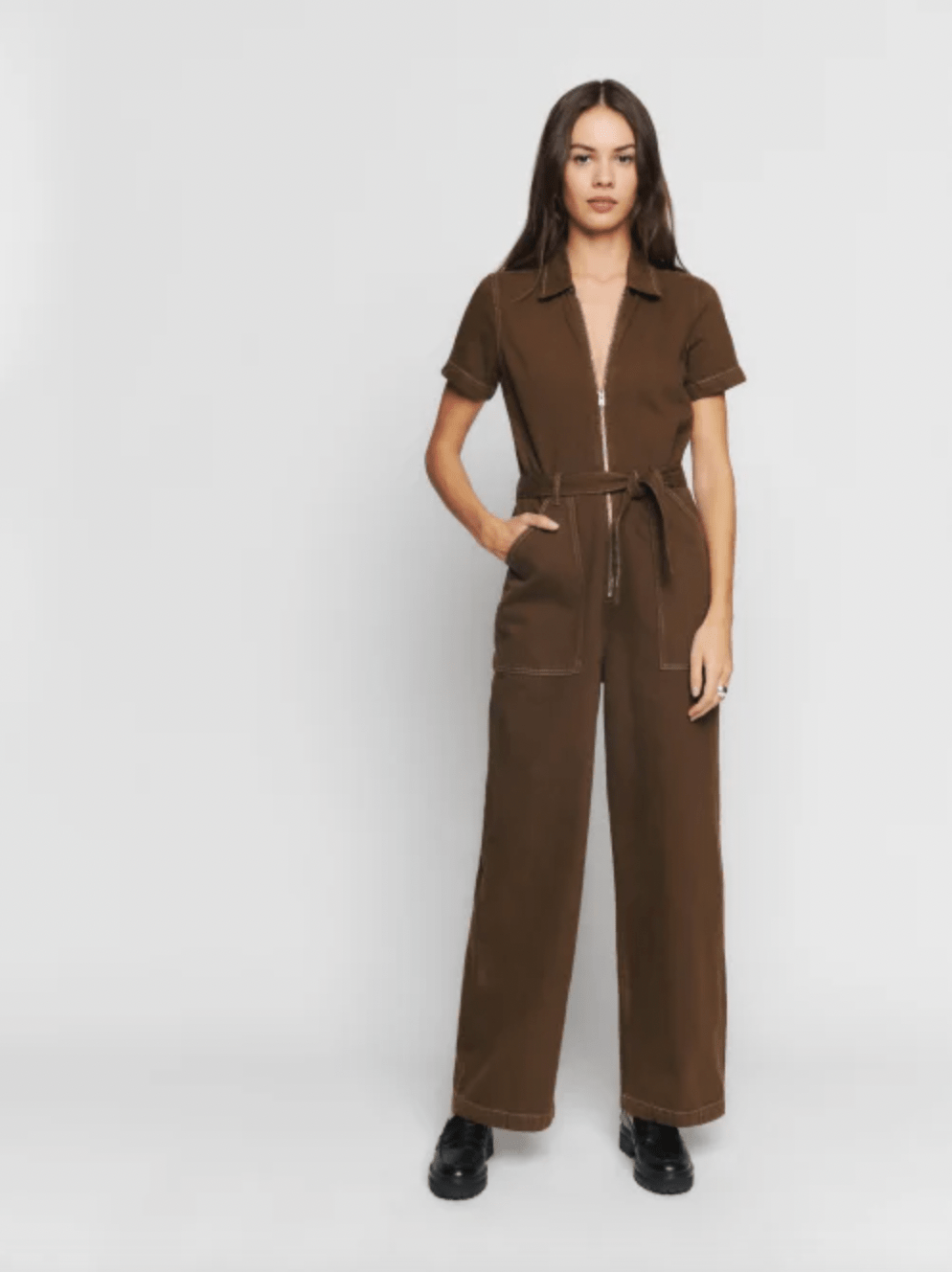 Reformation + Cassidy Denim Jumpsuit