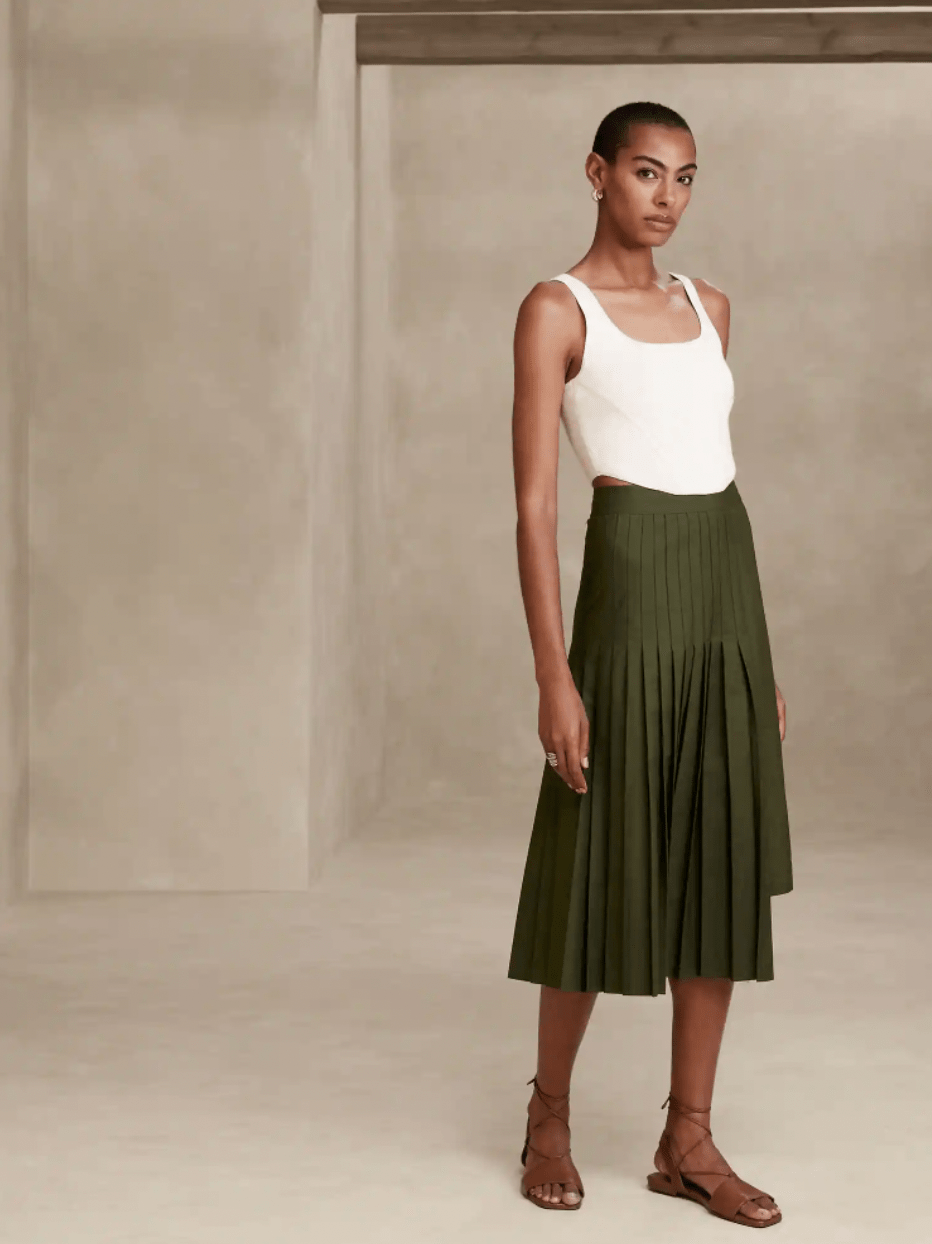 Banana Republic + Pleated Midi Skirt