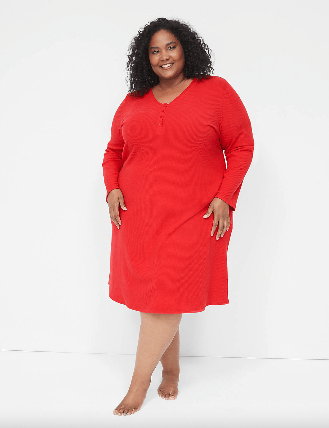 Lane Bryant + Brushed Rib LongSleeve Sleep Midi