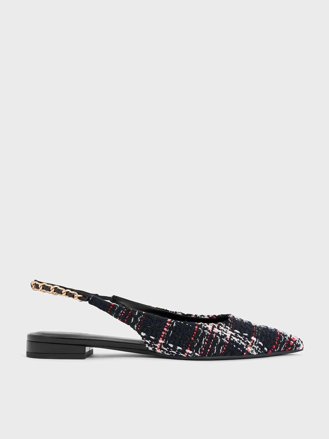 Charles & Keith + Tweed BraidedChain Slingback Flats