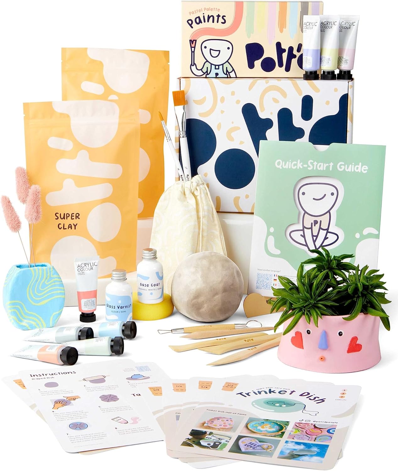 Pott’d + Home Air Dry Clay Pottery Kit for Beginners