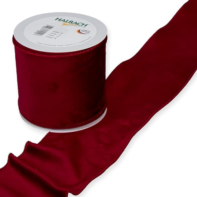FloristryWarehouse + Burgundy Red Christmas Velvet Fabric Ribbon 100mm