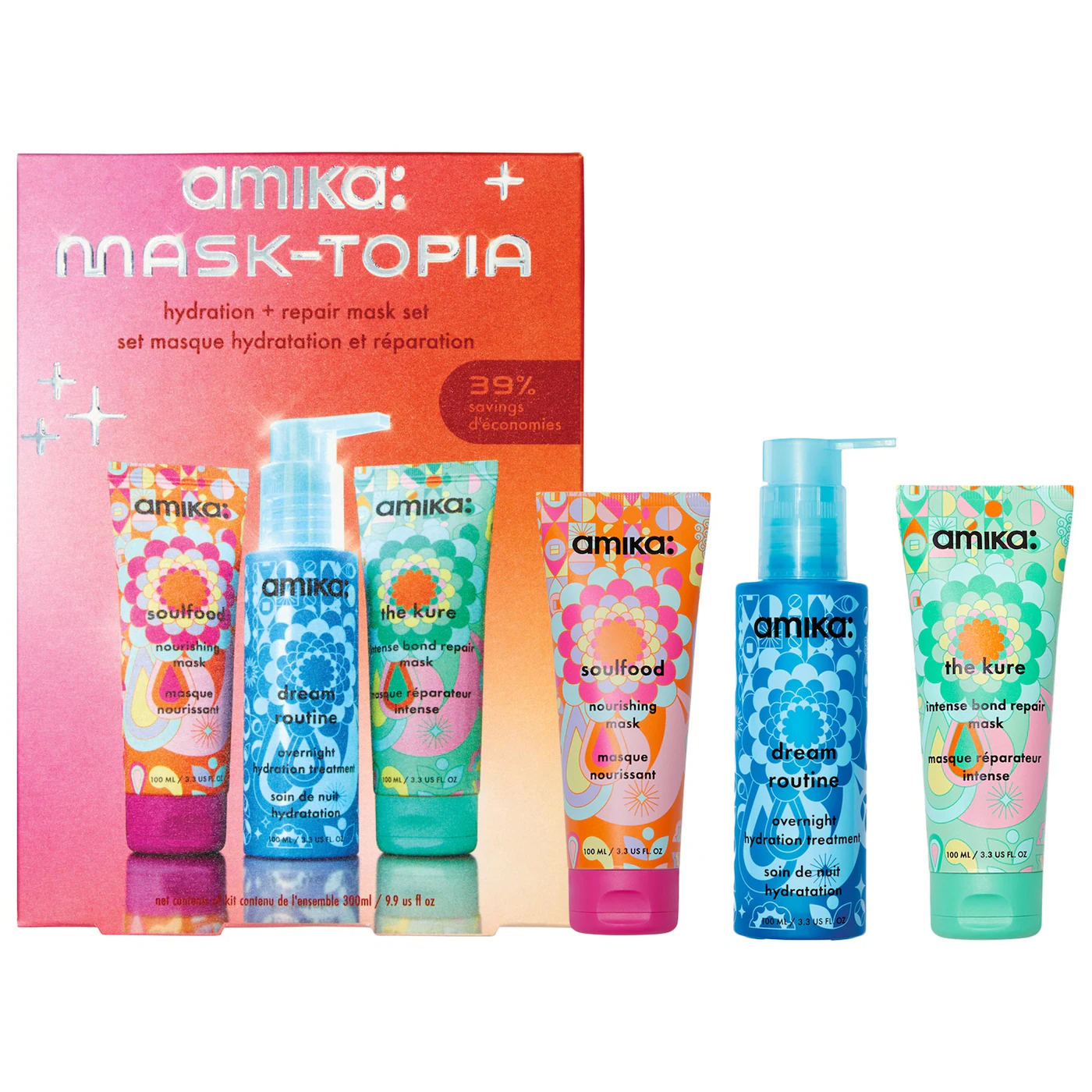 Amika + MaskTopia Hydration + Repair Hair Mask Set