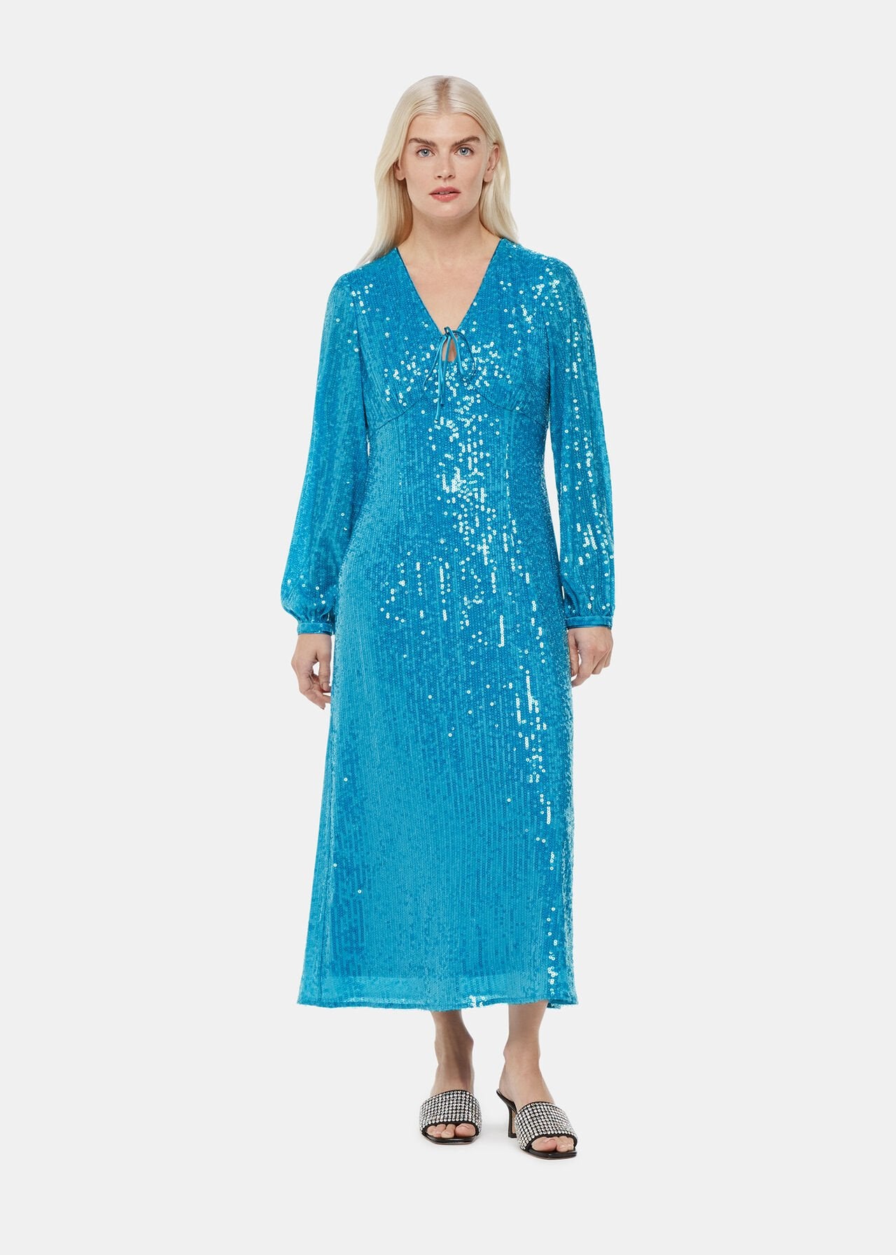 Whistles + Petite Sequin Keyhole Midi Dress