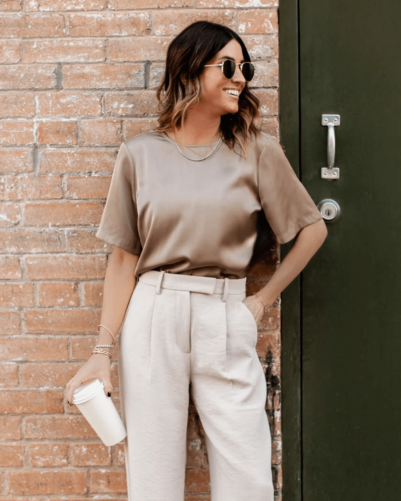 Abercrombie x Jen Reed + ShortSleeve Satin Tee