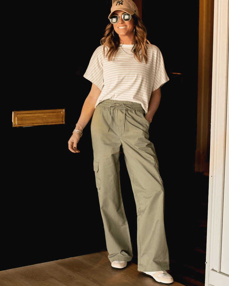 Abercrombie x Jen Reed + PullOn Wide Leg Cargo Pant