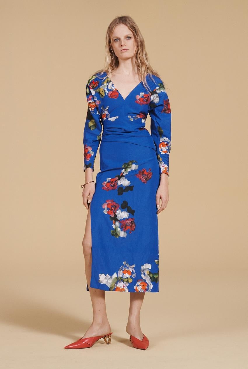 Zara + Printed Draped Dress