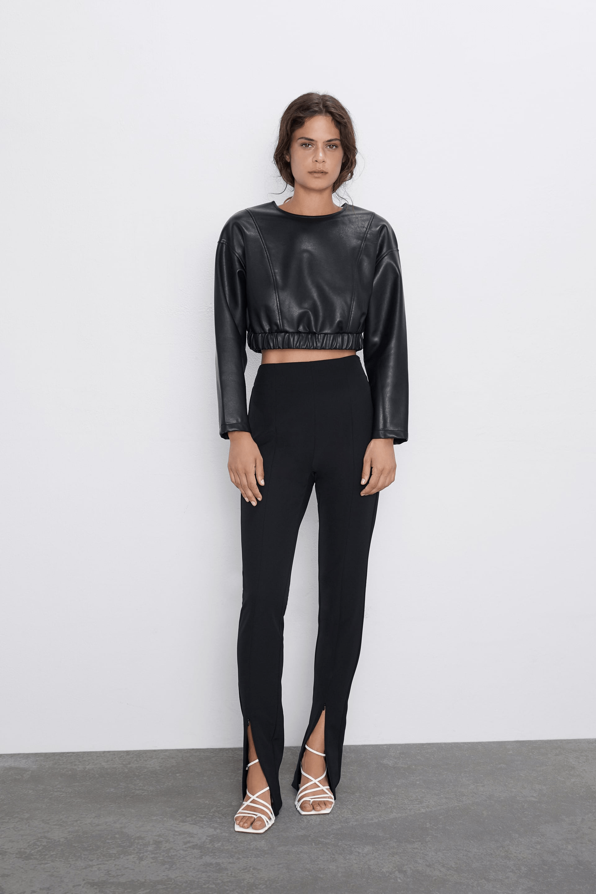 Zara + Faux Leather Crop Top