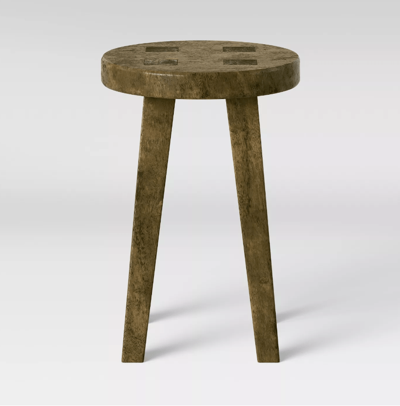 Threshold + Woodland Carved Wood Accent Table
