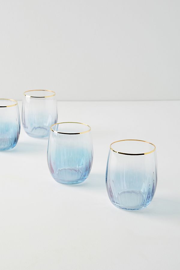 Anthropologie + Waterfall Stemless Wine Glasses, Set of 4