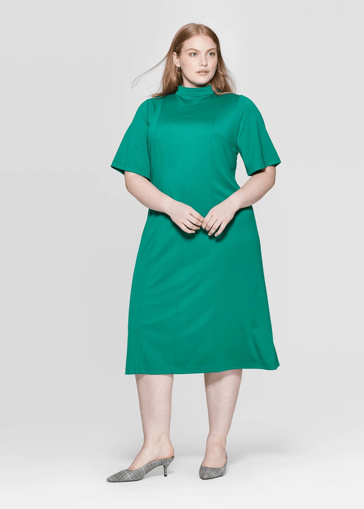 Who What Wear + Elbow Sleeve Cowl Neck Midi Dress