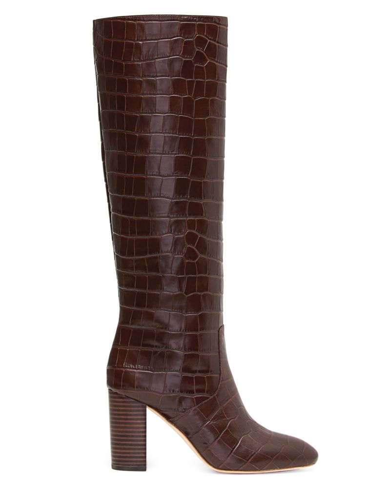 Loeffler Randall + Goldy KneeHigh CrocEmbossed Leather Boots