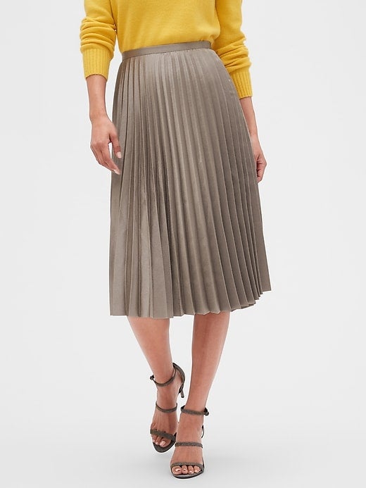 Banana Republic Factory + Satin Sheen Pleated Midi Skirt
