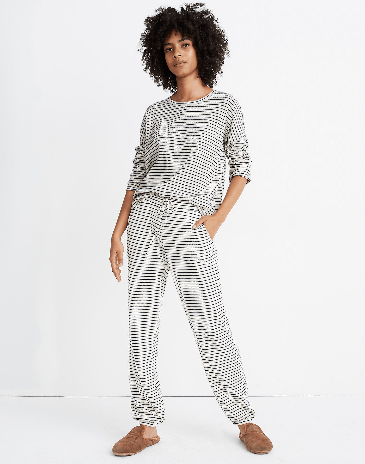 Madewell + Waffle Knit Pajama Pants in Stripe