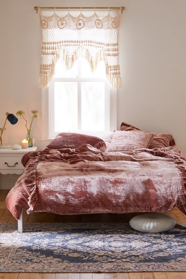 Urban Outfitters + Velvet Ruffled Edge Duvet Cover