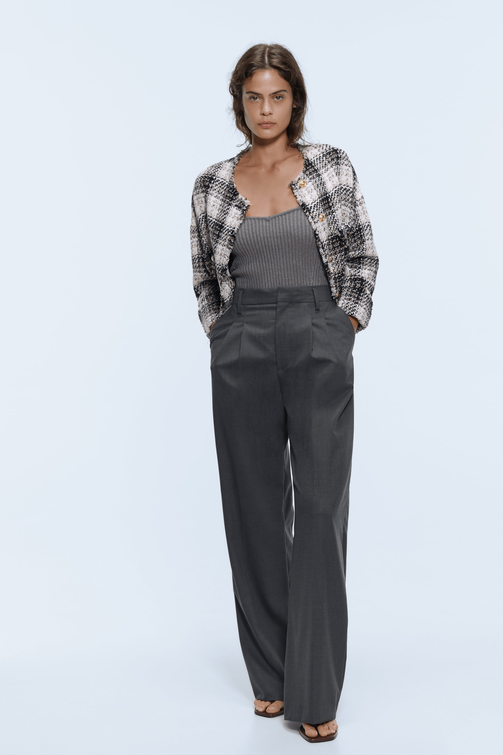 Zara + Wide Leg Pants With Darts