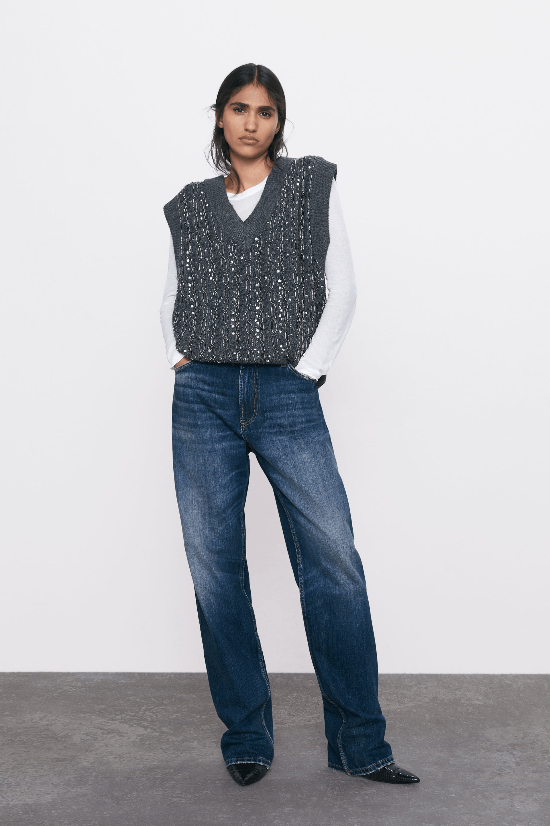 Zara + Limited Edition Beaded Sequin Vest