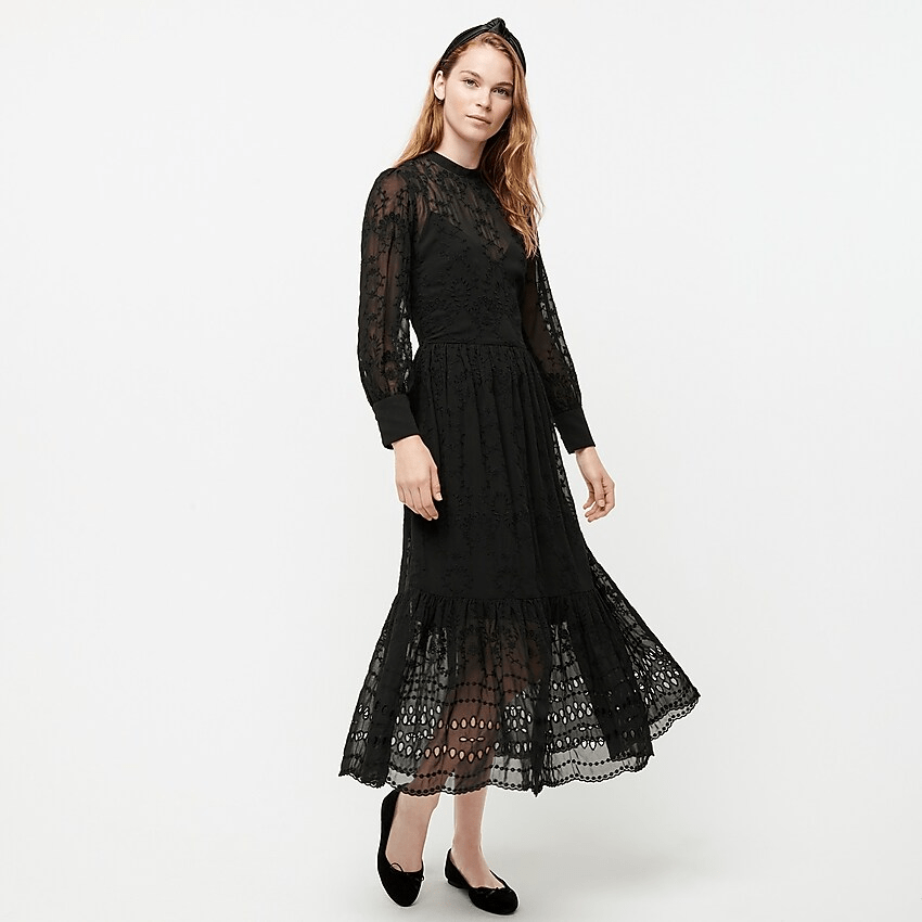 J.Crew + Embroidered LongSleeve Midi Dress