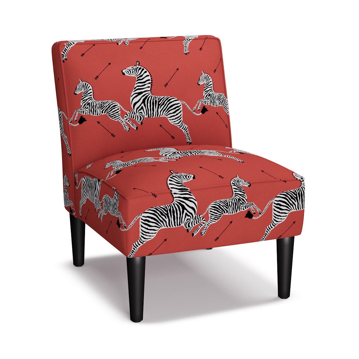 The Inside + Slipper Chair in Coral Zebra By Scalamandré
