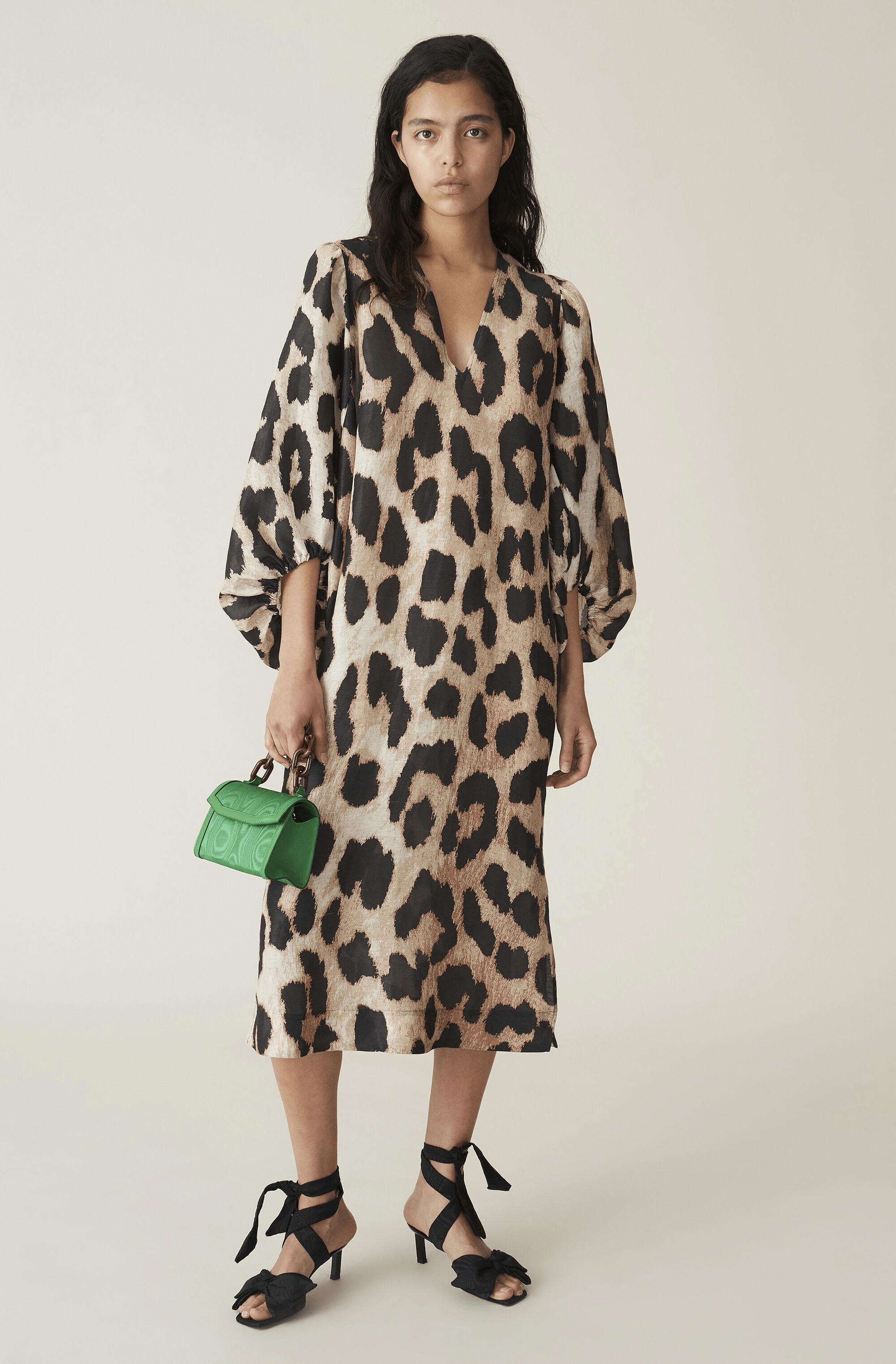 Ganni + Silk Linen Maxi Dress